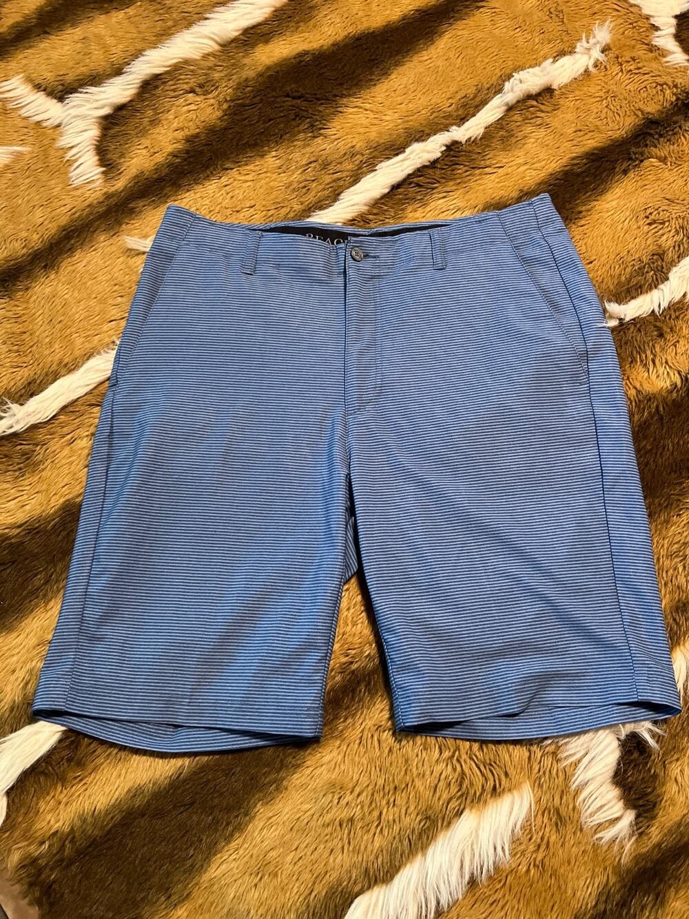 Pebble Beach Mens Blue Striped Golf Shorts Size 36 Performance Flat Front